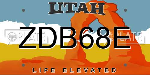 ZDB68E Utah License Plate