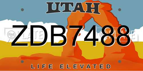 ZDB7488 Utah License Plate
