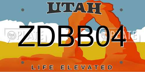 ZDBB04 Utah License Plate