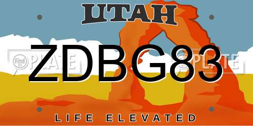 ZDBG83 Utah License Plate