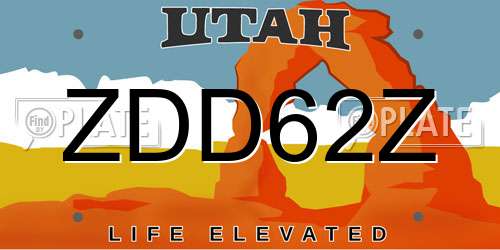 ZDD62Z Utah License Plate