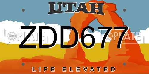 ZDD677 Utah License Plate
