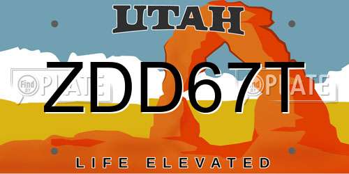 ZDD67T Utah License Plate