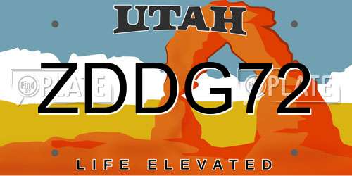 ZDDG72 Utah License Plate