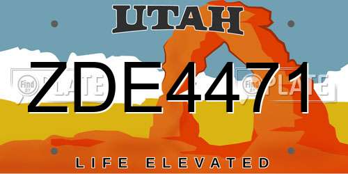 ZDE4471 Utah License Plate