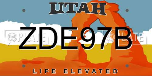 ZDE97B Utah License Plate
