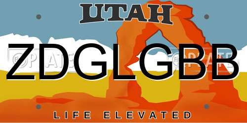 ZDGLGBB Utah License Plate