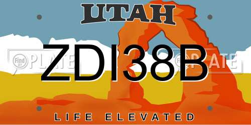 ZDI38B Utah License Plate