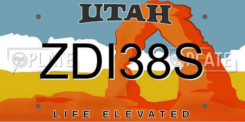 ZDI38S Utah License Plate
