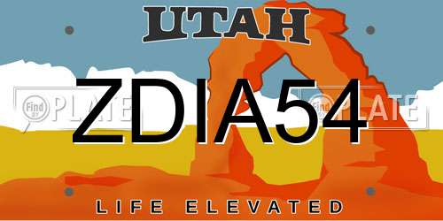 ZDIA54 Utah License Plate