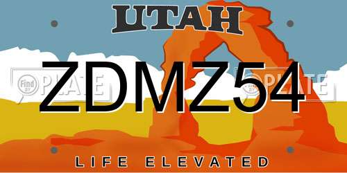 ZDMZ54 Utah License Plate