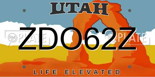 ZDO62Z Utah License Plate