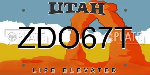 ZDO67T Utah License Plate