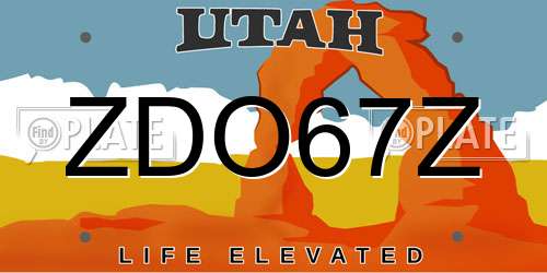 ZDO67Z Utah License Plate