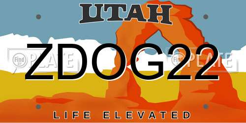 ZDOG22 Utah License Plate