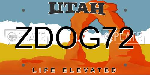 ZDOG72 Utah License Plate