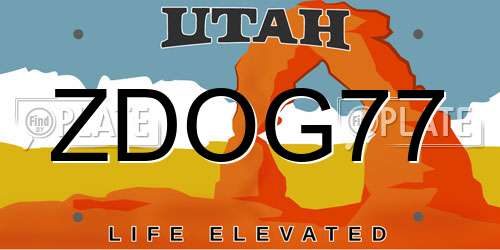 ZDOG77 Utah License Plate