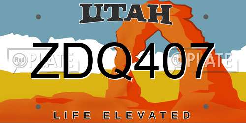 ZDQ407 Utah License Plate