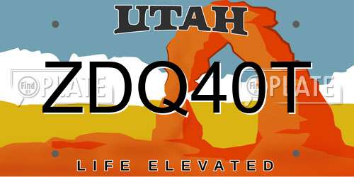ZDQ40T Utah License Plate