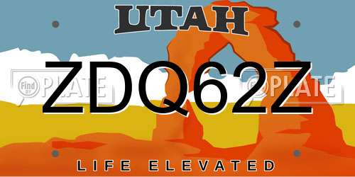 ZDQ62Z Utah License Plate