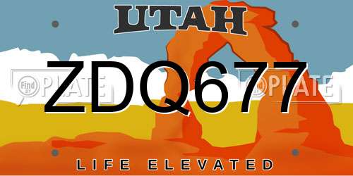 ZDQ677 Utah License Plate