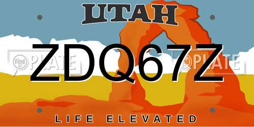 ZDQ67Z Utah License Plate