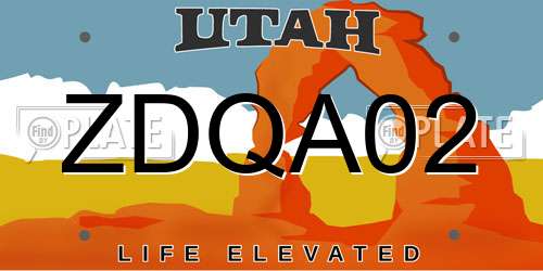 ZDQA02 Utah License Plate