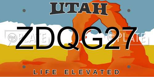 ZDQG27 Utah License Plate