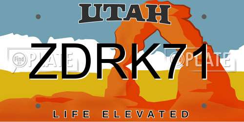 ZDRK71 Utah License Plate