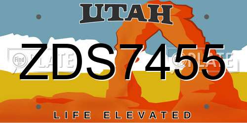 ZDS7455 Utah License Plate