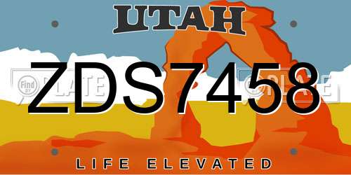 ZDS7458 Utah License Plate