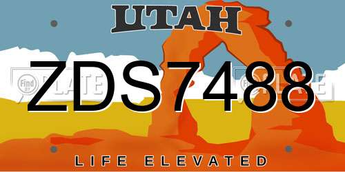 ZDS7488 Utah License Plate