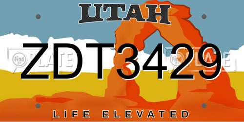 ZDT3429 Utah License Plate