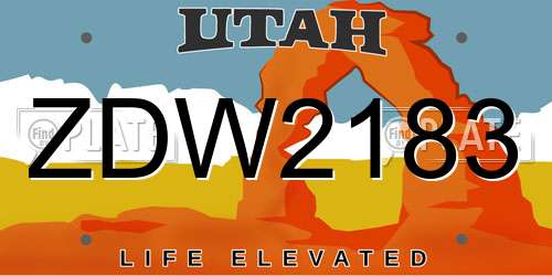 ZDW2183 Utah License Plate