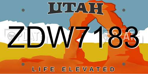 ZDW7183 Utah License Plate