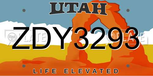 ZDY3293 Utah License Plate