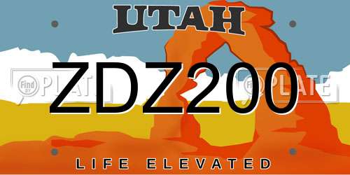 ZDZ200 Utah License Plate