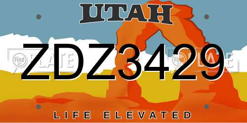 ZDZ3429 Utah License Plate
