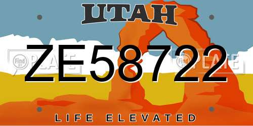 ZE58722 Utah License Plate