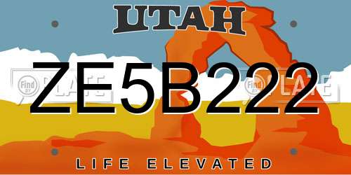 ZE5B222 Utah License Plate