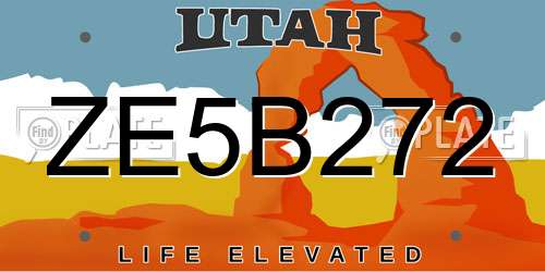 ZE5B272 Utah License Plate