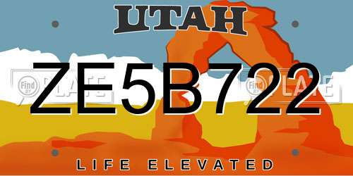 ZE5B722 Utah License Plate