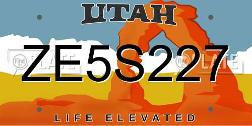 ZE5S227 Utah License Plate