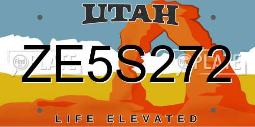 ZE5S272 Utah License Plate