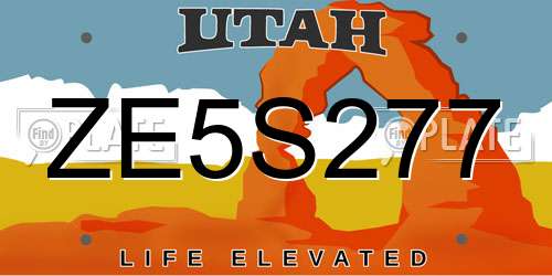 ZE5S277 Utah License Plate