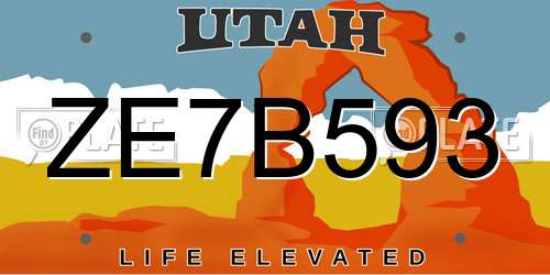 ZE7B593 Utah License Plate