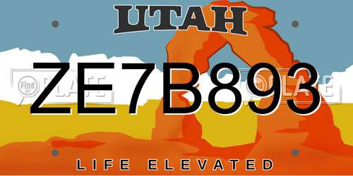 ZE7B893 Utah License Plate