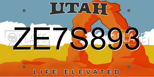 ZE7S893 Utah License Plate