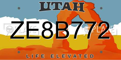 ZE8B772 Utah License Plate