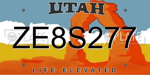 ZE8S277 Utah License Plate